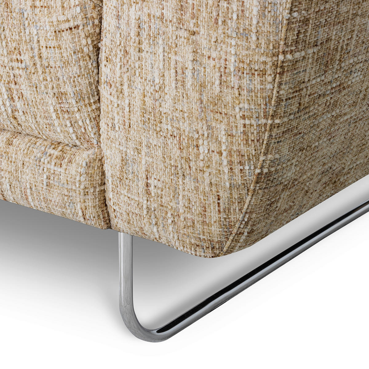 ECKSOFA 250/273 cm SPRING in Webstoff Hellbraun Zierkissen  250/273 cm  - Chromfarben/Hellbraun, Design, Textil/Metall (250/273cm) - Livetastic