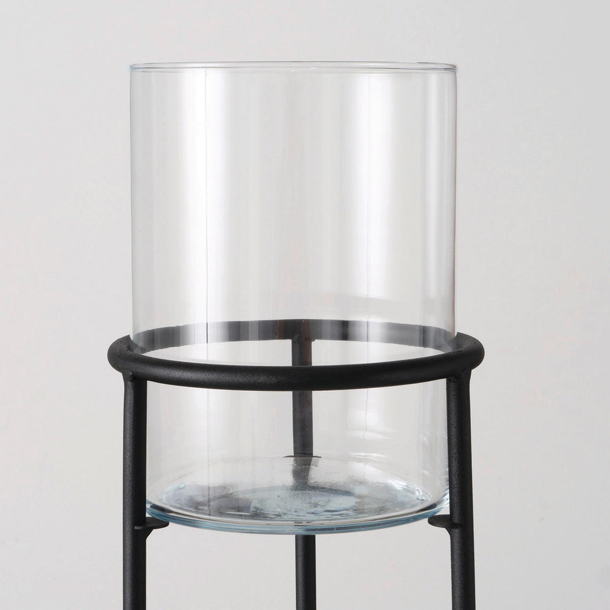 WINDLICHT Schwarz 20/73 cm  - Schwarz, Design, Glas/Metall (20/73cm) - Boltze Home