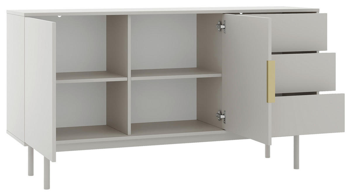 SIDEBOARD Viva  in 154/82/39 cm  - Kaschmir/Goldfarben, Design, Holzwerkstoff/Metall (154/82/39cm) - Xora