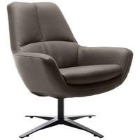 SESSEL in Echtleder Grau  - Schwarz/Grau, Modern, Leder/Metall (81/92/83cm) - Trendmanufaktur