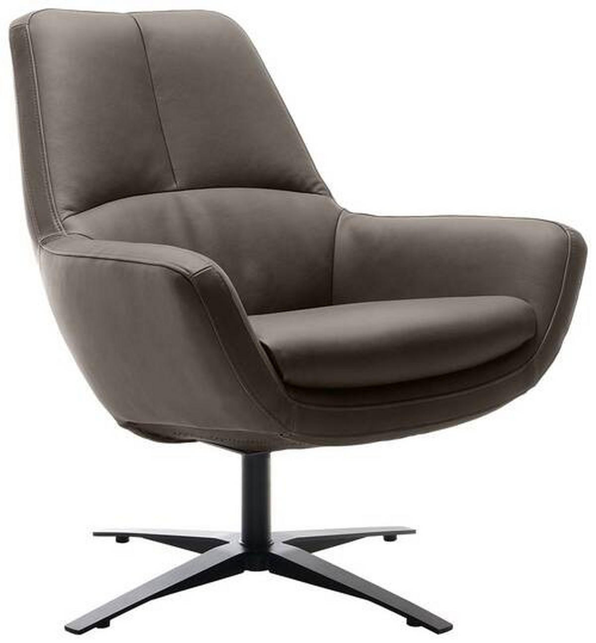 SESSEL in Echtleder Grau  - Schwarz/Grau, Modern, Leder/Metall (81/92/83cm) - Trendmanufaktur