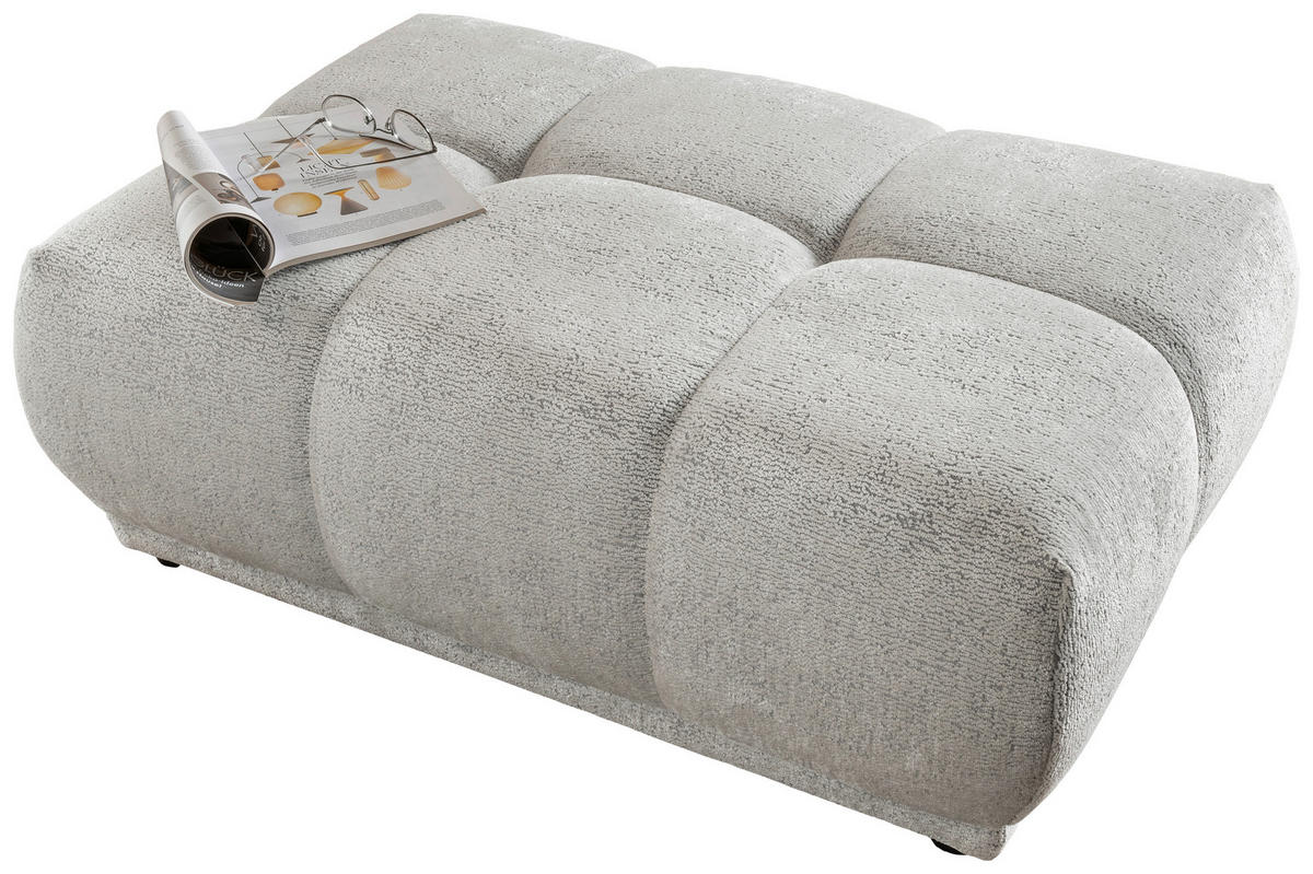 ECKSOFA Chenille Silberfarben  - Silberfarben/Schwarz, Modern, Kunststoff/Textil (284/250cm) - Livetastic