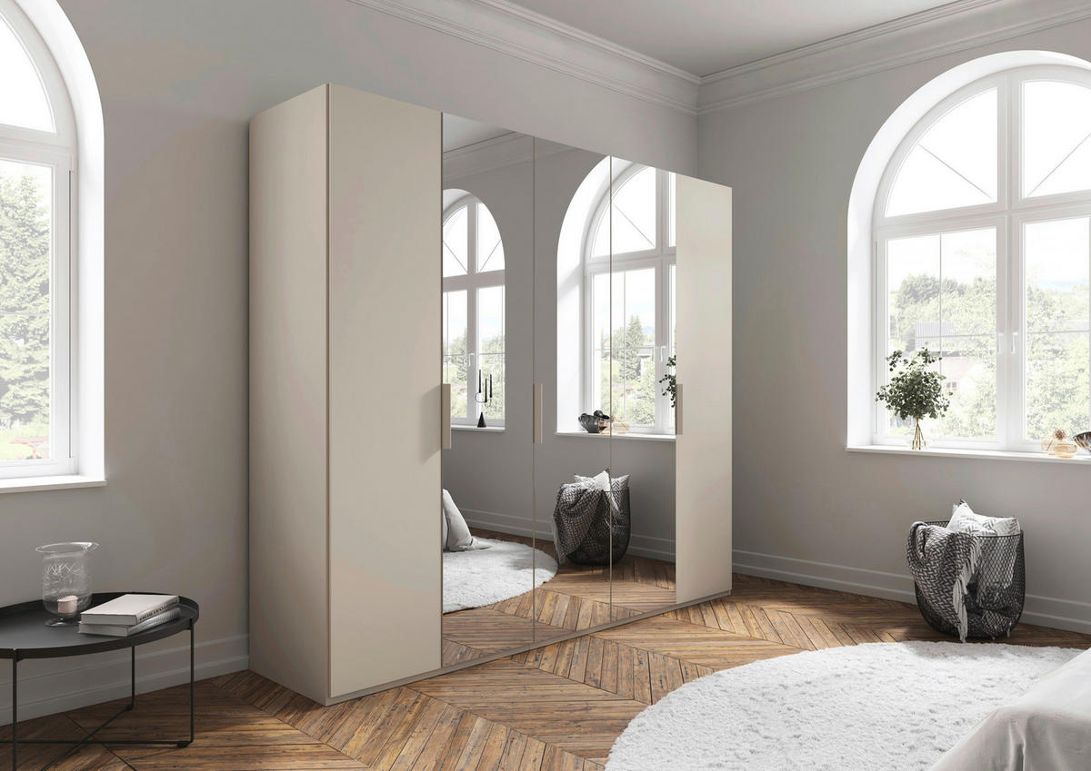 DREHTÜRENSCHRANK 251/223/61 cm,  in Champagner, 5-türig  - Champagner, Basics, Glas/Holzwerkstoff (251/223/61cm) - Novel