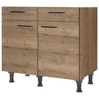 SCHUBKASTENUNTERSCHRANK 90/87/56 cm  in Eiche dunkel  - Eiche dunkel/Schwarz, MODERN, Holzwerkstoff/Metall (90/87/56cm) - Nobilia