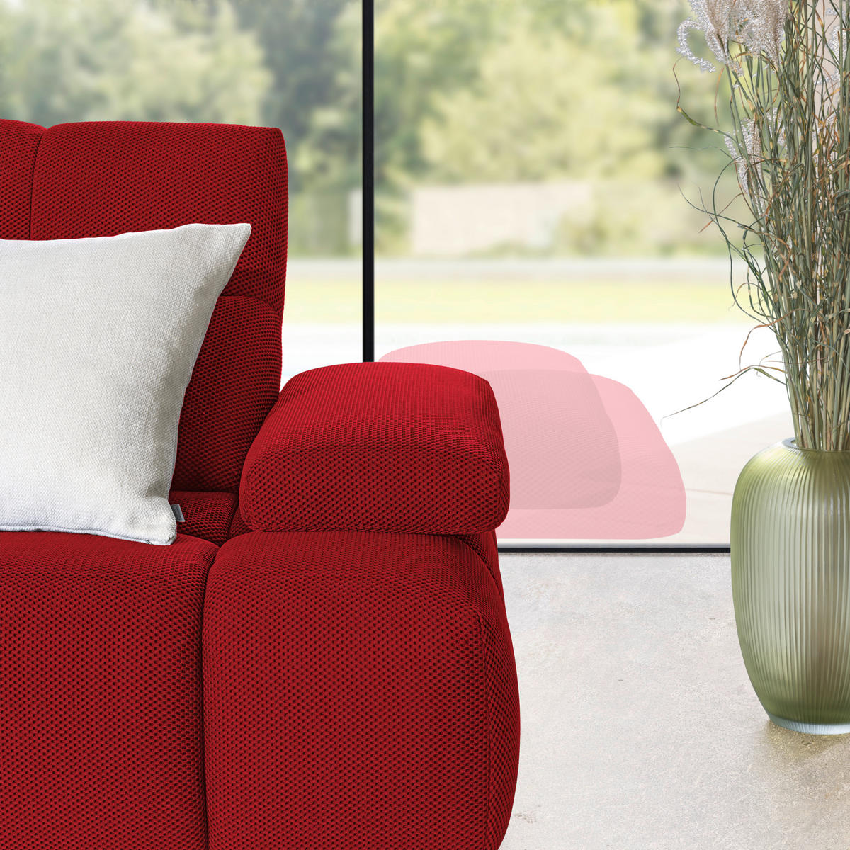 ECKSOFA in Struktur Rot  233/313 cm  - Rot/Schwarz, Design, Kunststoff/Textil (233/313cm) - Belluti