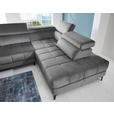 ECKSOFA inkl.Funktionen Dunkelgrau Samt  - Dunkelgrau/Schwarz, Design, Kunststoff/Textil (281/202cm) - Xora