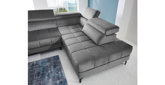 ECKSOFA inkl.Funktionen Dunkelgrau Samt - Dunkelgrau/Schwarz, Design, Kunststoff/Textil (281/202cm) - Xora