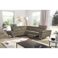 ECKSOFA  in Echtleder Taupe  228/283 cm  - Taupe/Silberfarben, Design, Leder/Metall (228/283cm) - Livetastic