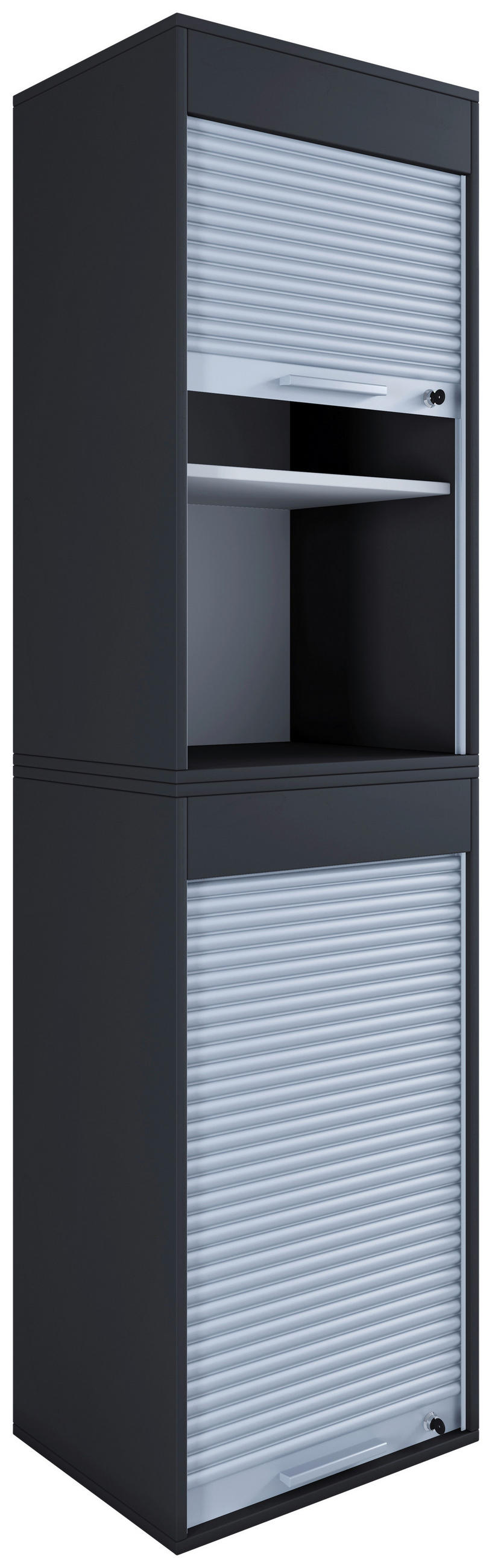 AKTENSCHRANK Schwarz  - Schwarz/Grau, MODERN, Holzwerkstoff/Kunststoff (50/186/40cm) - MID.YOU