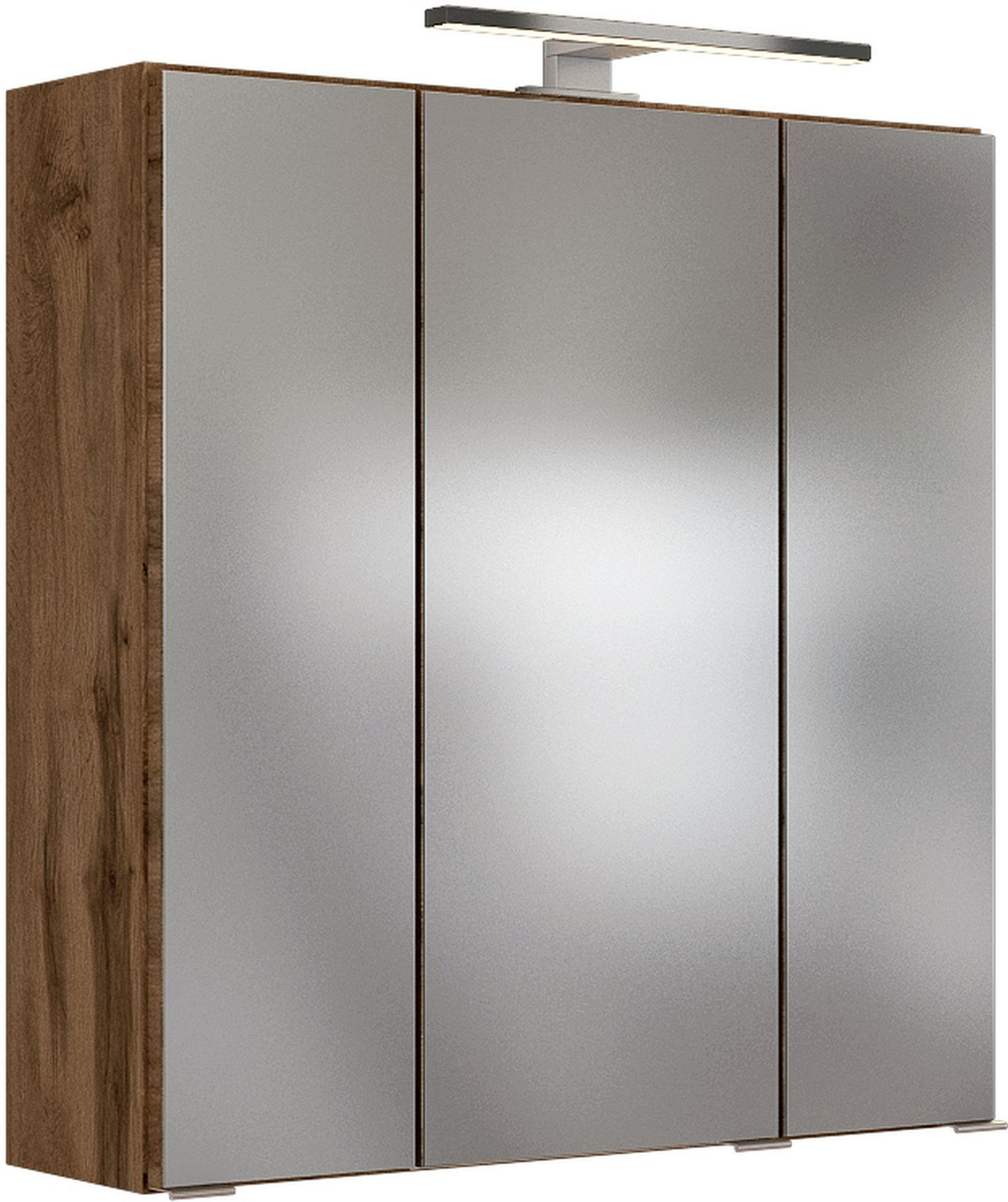 SPIEGELSCHRANK 60/66/20 cm  - Chromfarben/Eiche Wotan, Natur, Glas/Holzwerkstoff (60/66/20cm) - Held