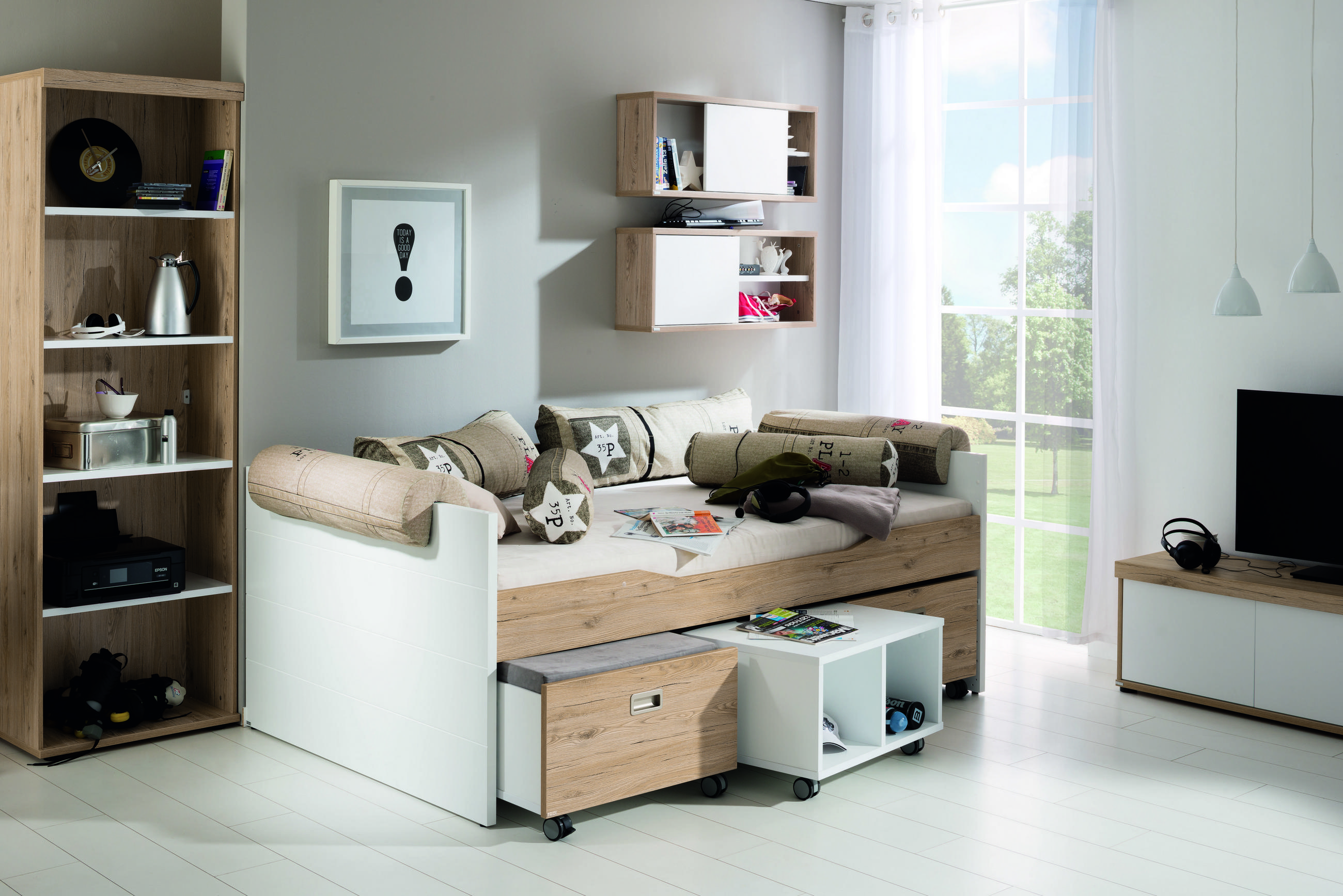 BETT 120/200 cm Weiß, Eichefarben  - Eichefarben/Weiß, Design (120/200cm) - Paidi
