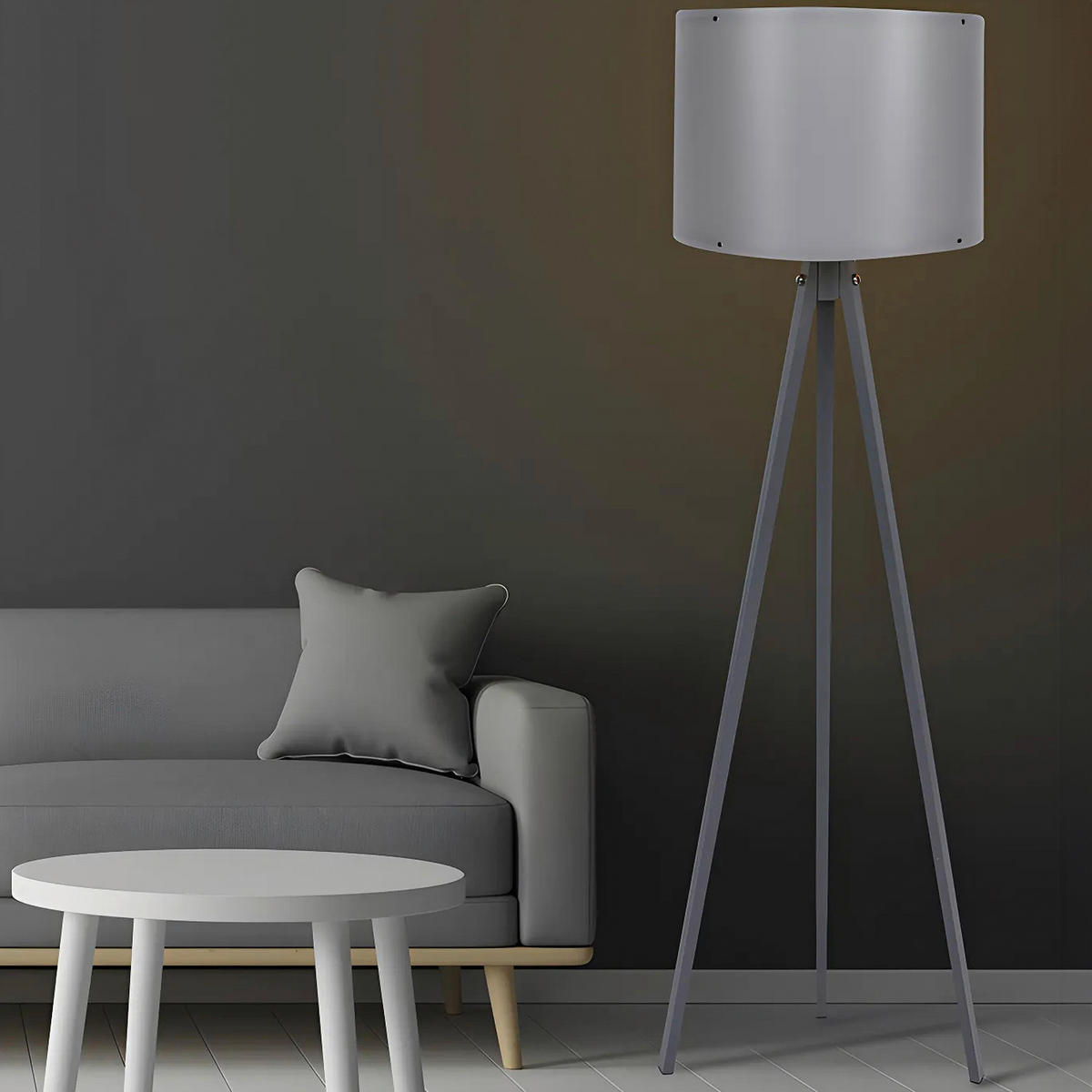 STEHLEUCHTE Modern 38/145 cm  - Grau, Design, Holzwerkstoff/Kunststoff (38/145cm) - P & B