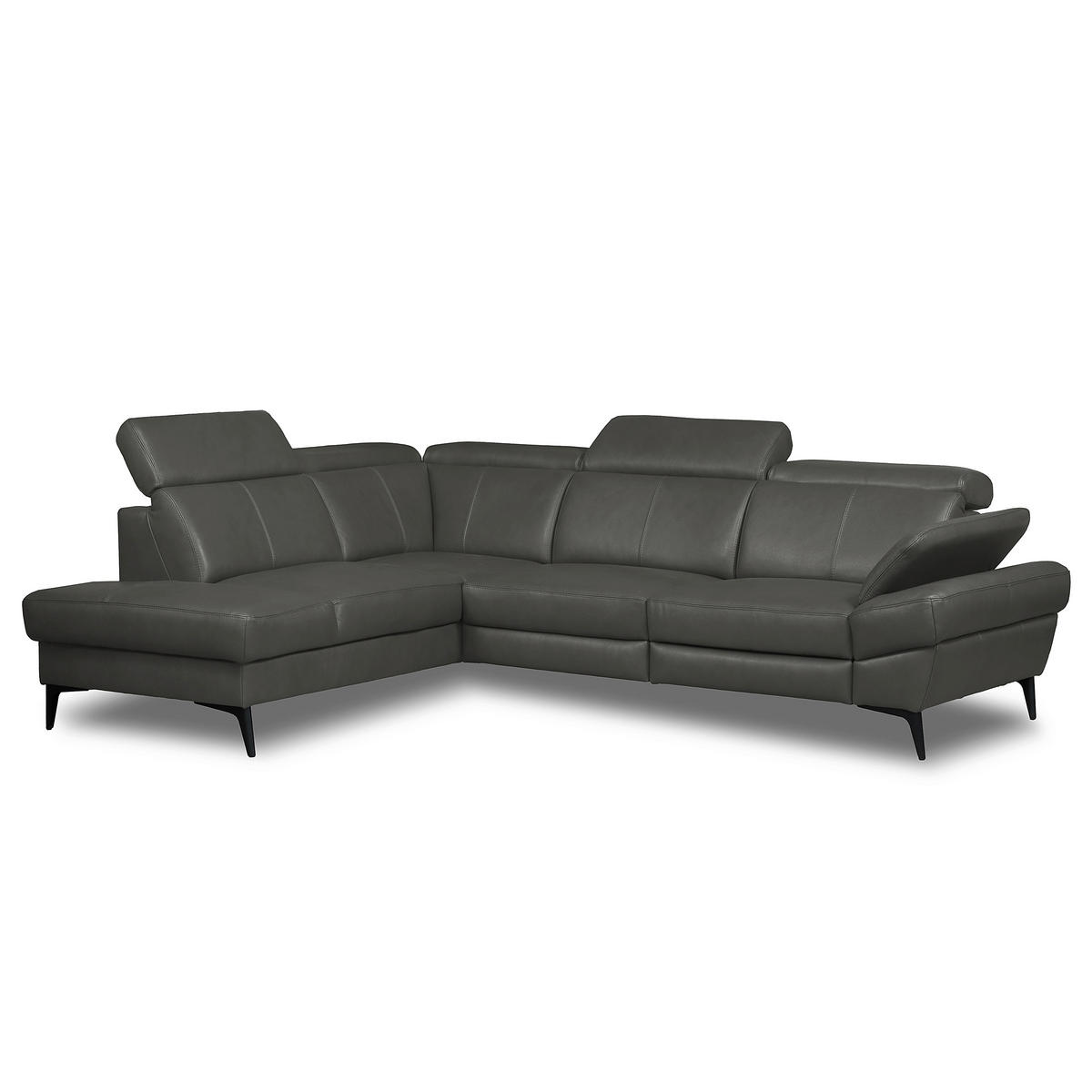 ECKSOFA  in Lederlook Echtleder Anthrazit  211/264 cm  - Anthrazit/Schwarz, Design, Leder/Textil (211/264cm) - Livetastic