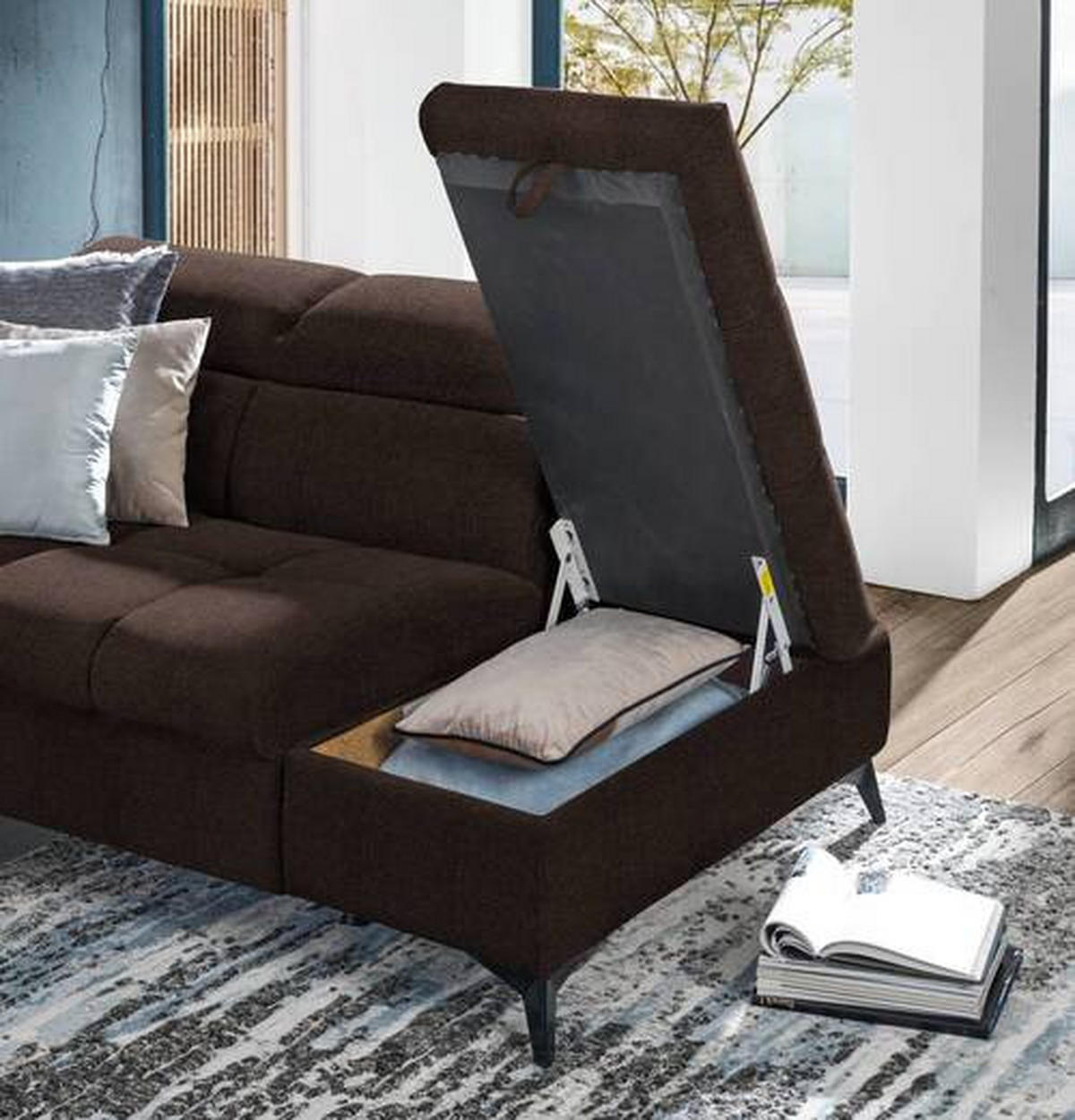 ECKSOFA  in Mikrofaser Dunkelbraun  279/210 cm  - Dunkelbraun/Schwarz, Design, Kunststoff/Textil (279/210cm) - Stylife