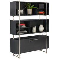 HYLLA i 120/158/35 cm svart, stålfärgad  - stålfärgad/svart, Design, metall/trä (120/158/35cm) - Lomoco