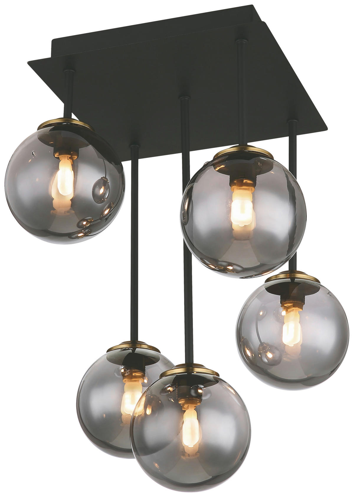 DECKENLEUCHTE    25,5/25,5/38 cm  - Messingfarben/Schwarz, Design, Glas/Metall (25,5/25,5/38cm) - Collet's Monde