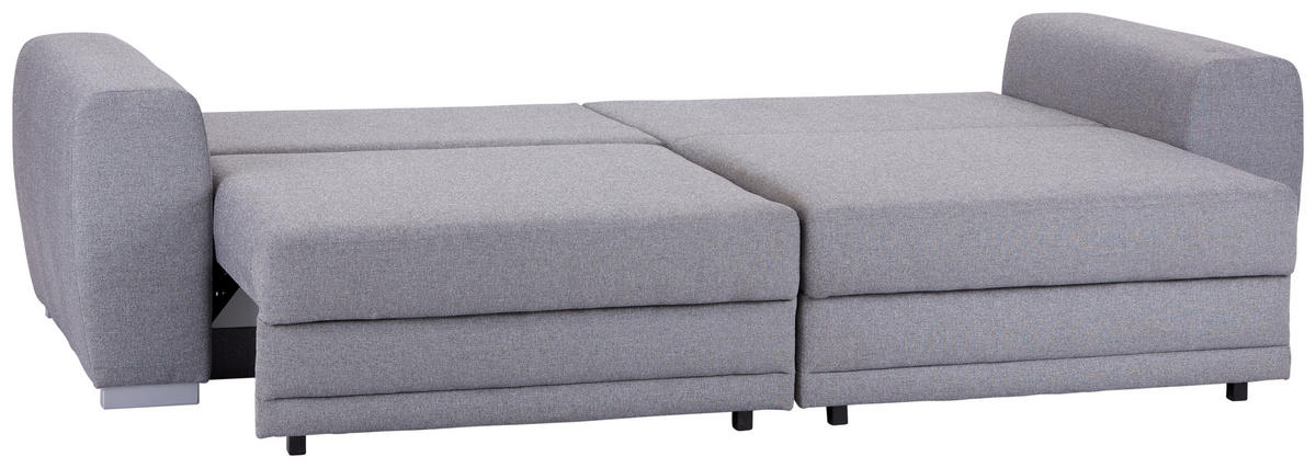 3-SITZER-SOFA in Webstoff Grau  - Chromfarben/Grau, Design, Kunststoff/Textil (252/87/107cm) - Livetastic