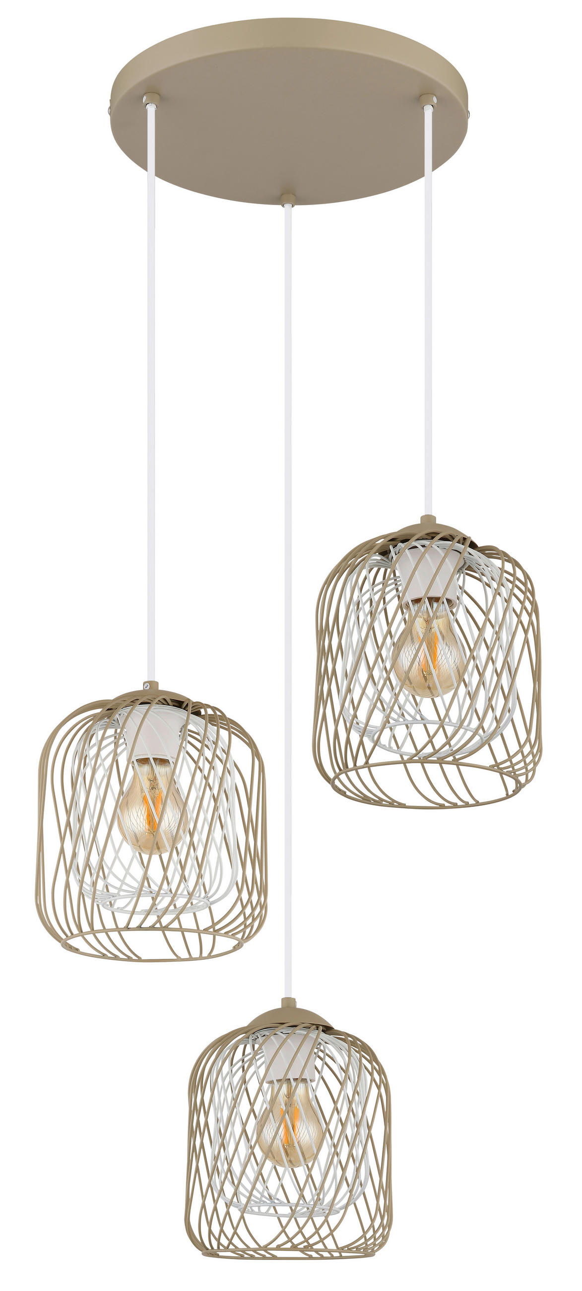 HÄNGELEUCHTE 39,4/150 cm  - Sandfarben/Creme, Basics, Kunststoff/Metall (39,4/150cm) - Globo