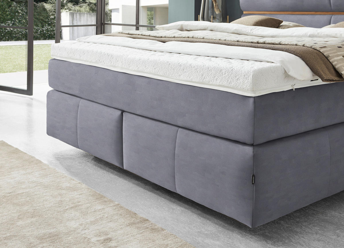 BOXSPRINGBETT 180/200 cm  in Grau, Eichefarben  - Eichefarben/Schwarz, KONVENTIONELL, Holz/Kunststoff (180/200cm) - Dieter Knoll