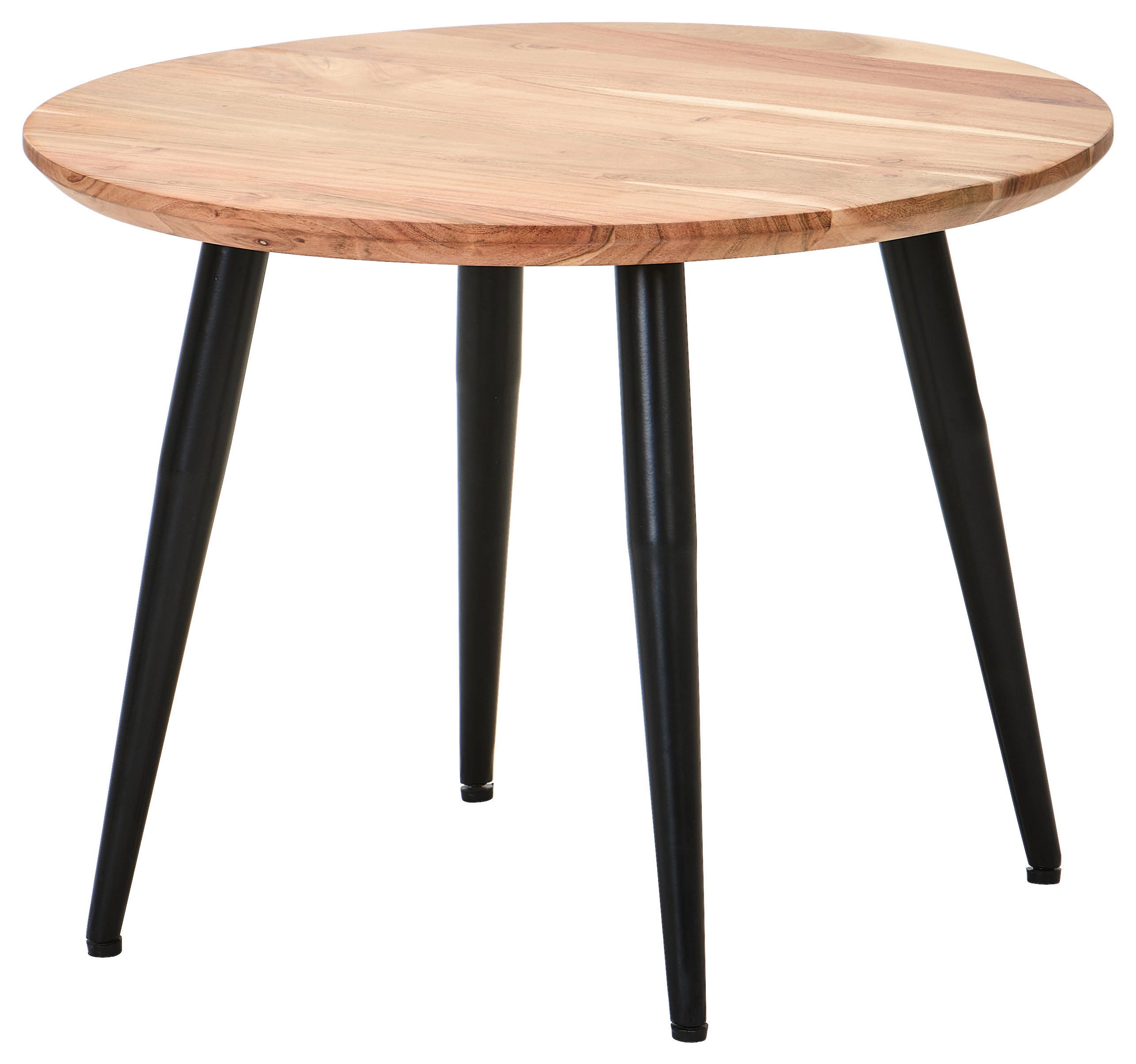 COUCHTISCH Akazie Hartholz rund Schwarz, Akaziefarben  - Schwarz/Akaziefarben, Natur, Holz/Metall (60/60/45cm) - Livetastic