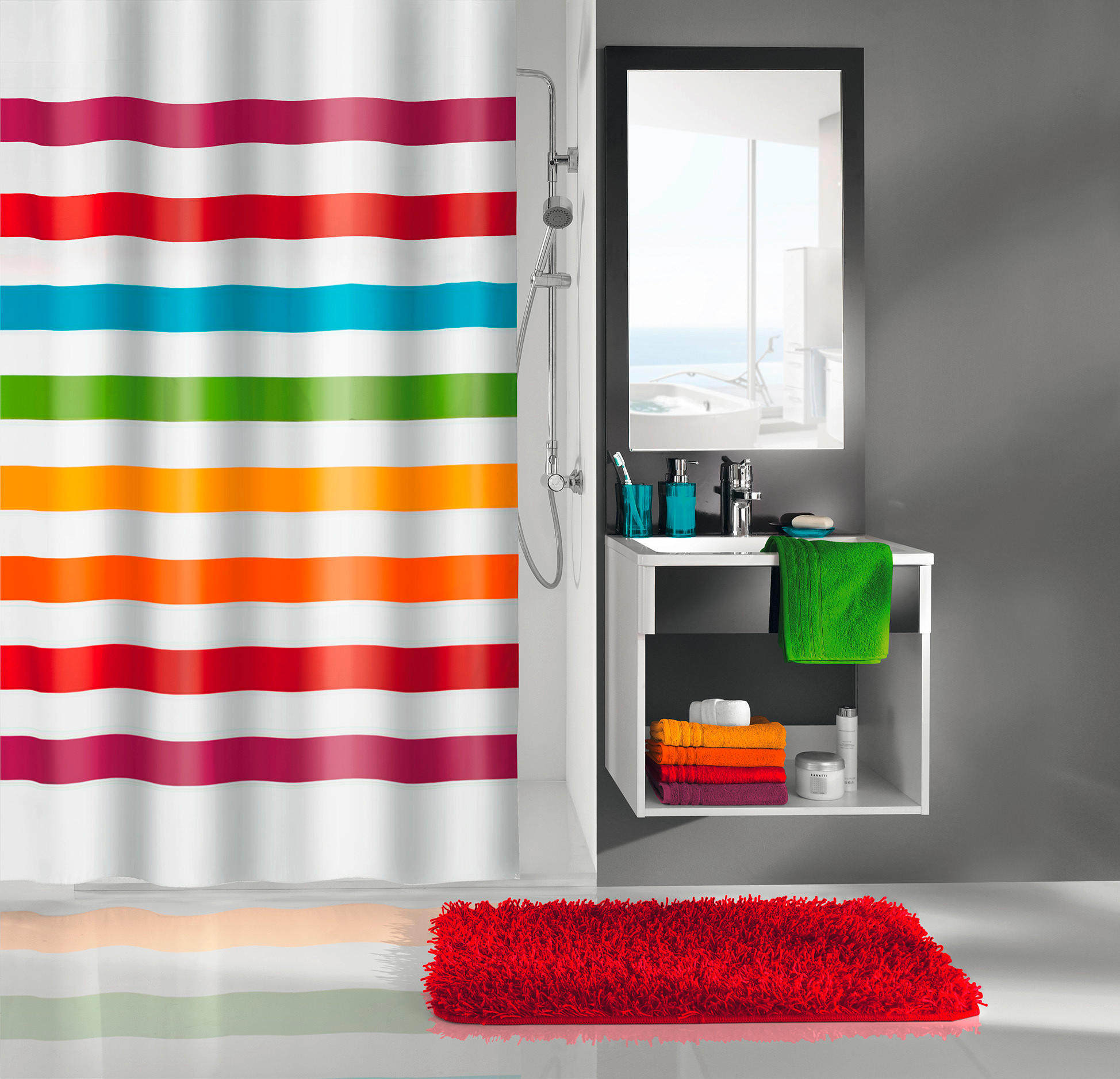 DUSCHVORHANG Select 180/200 cm  - Multicolor, Trend, Kunststoff (180/200cm) - Kleine Wolke