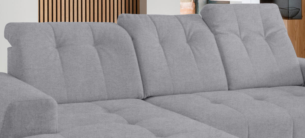 ECKSOFA in Mikrofaser Hellgrau  - Hellgrau/Schwarz, Modern, Textil/Metall (180/258cm) - Livetastic
