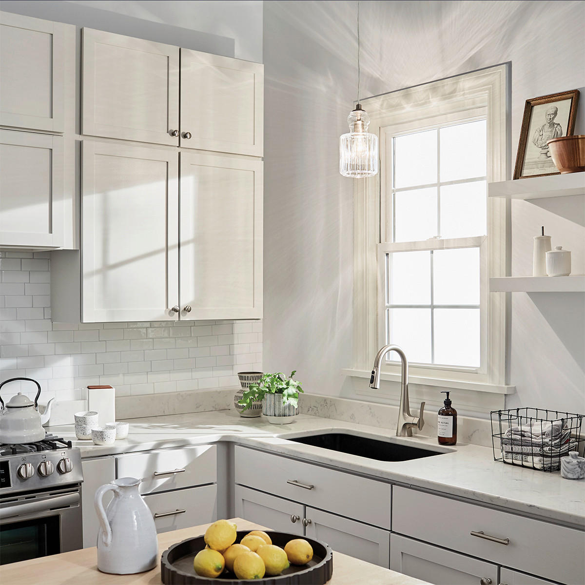 HÄNGELEUCHTE Elstead Riviera 14.7/36.8  cm   - KONVENTIONELL, Glas/Metall (14.7/36.8 cm) - Elstead Lighting