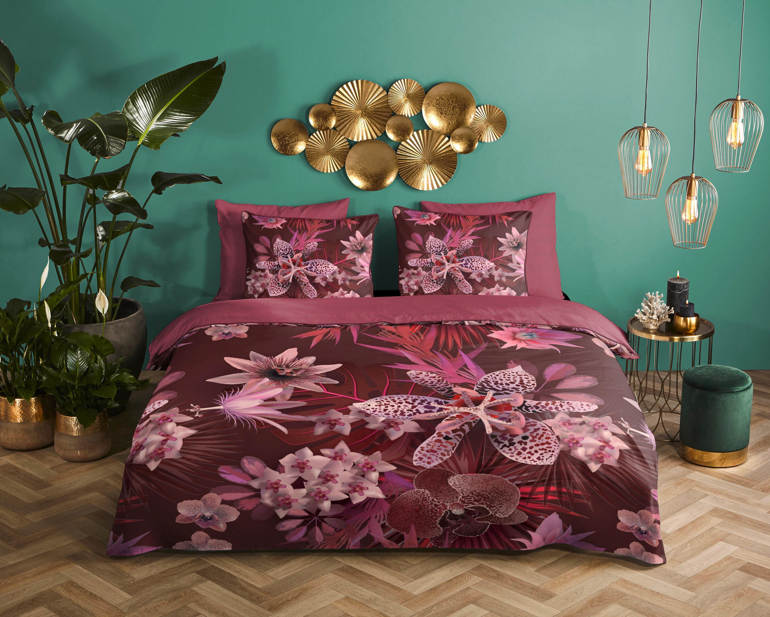 Thumbnail - Wendebettwäsche Farze, Rot, Bordeaux, Textil, Floral, 200x200 cm, atmungsaktiv, Schlaftextilien, Bettwäsche, Bettwäsche,...