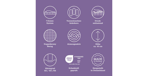 TASCHENFEDERKERNMATRATZE 120/200 cm Höhe ca. 18 cm  - Weiß, Basics, Textil (120/200cm) - Sleeptex