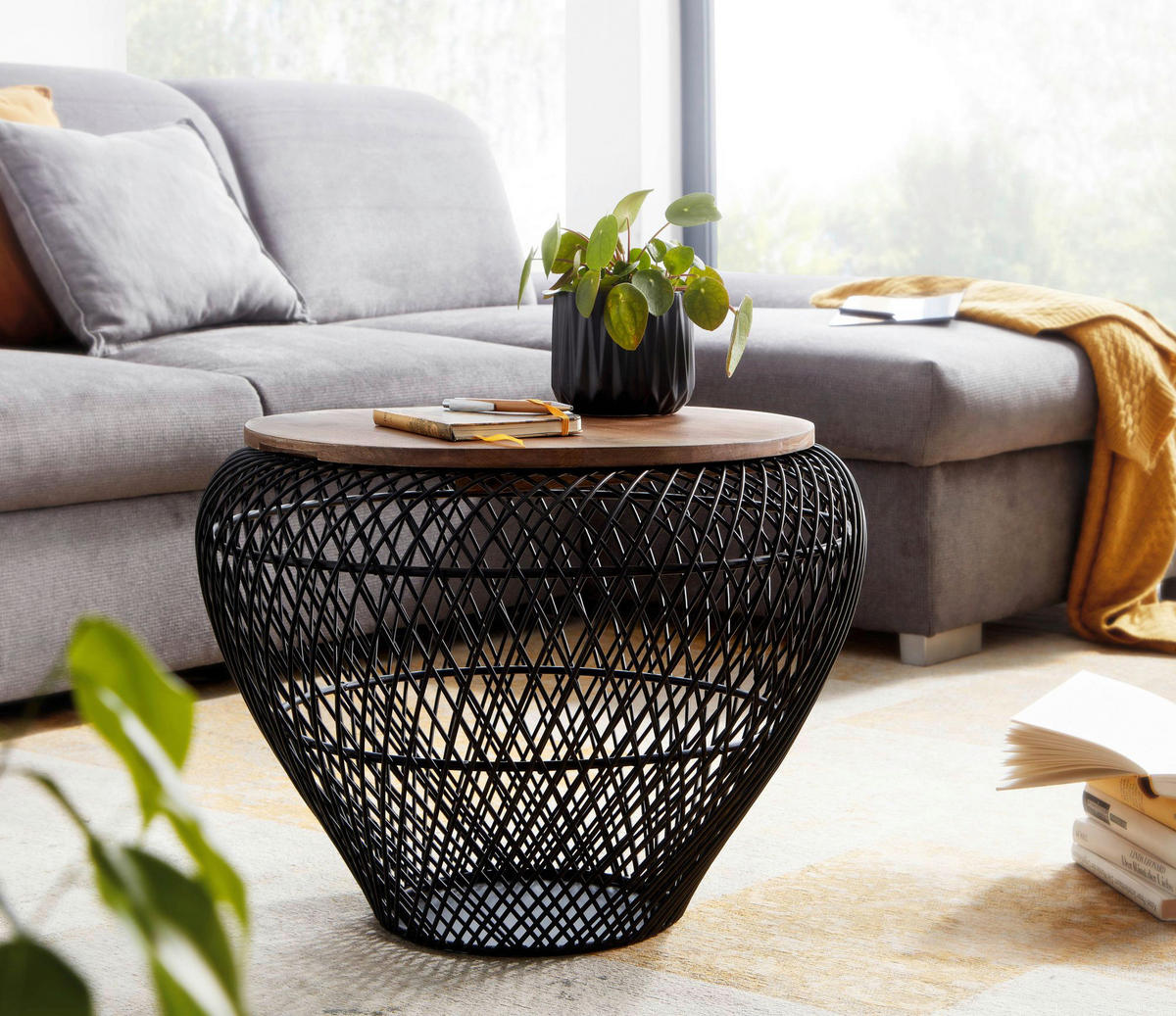 DOHÁNYZÓASZTAL fa 60/60/45 cm   - fekete, Modern, fa/fém (60/60/45cm) - MID.YOU