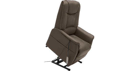 FERNSEHSESSEL  mit Relaxfunktion, Aufstehhilfe Kombination Echtleder/Lederlook Lederlook Braun  - Schwarz/Braun, KONVENTIONELL, Kunststoff/Textil (77/109-85/87-158cm) - Cantus