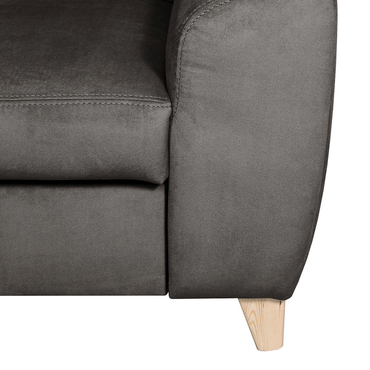 ECKSOFA in Webstoff Dunkelgrau  - Dunkelgrau/Buchefarben, Design, Holz/Textil (208/245cm) - Livetastic