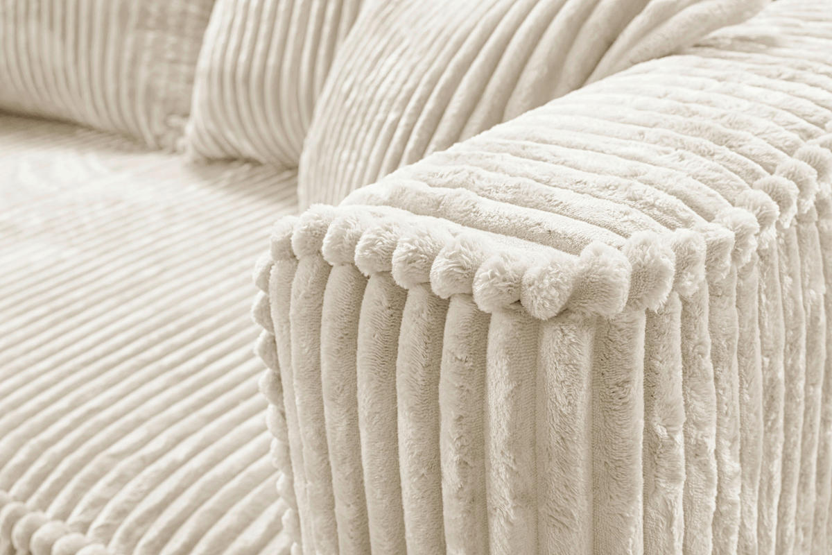 RÉCAMIERE Creme Cord  - Creme/Schwarz, Design, Holz/Textil (207/75/121cm) - MID.YOU