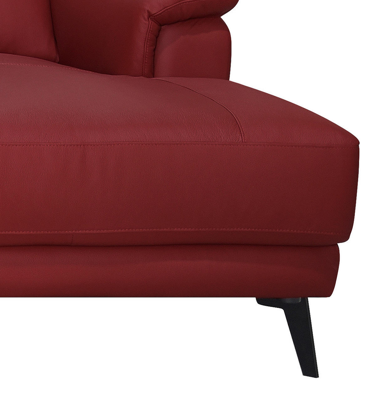 ECKSOFA Rot Echtleder  - Rot/Schwarz, MODERN, Leder/Holz (276/174cm) - Livetastic