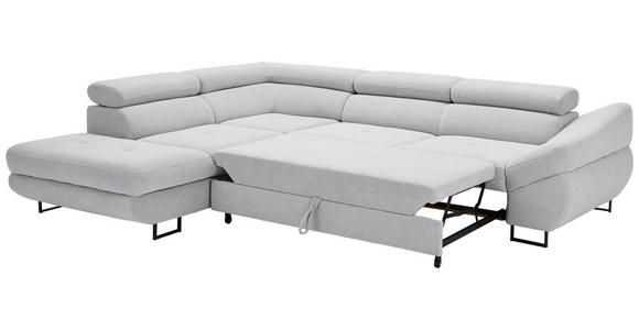 ECKSOFA Hellgrau Webstoff  - Hellgrau/Schwarz, Design, Textil/Metall (235/280cm) - Hom`in