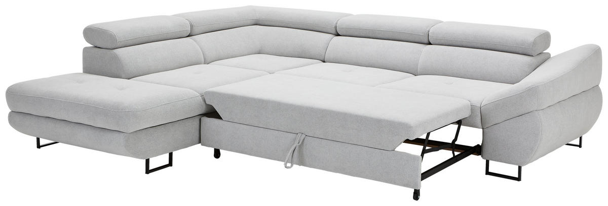 ECKSOFA in Webstoff Hellgrau  - Hellgrau/Schwarz, Design, Textil/Metall (235/280cm) - Hom`in