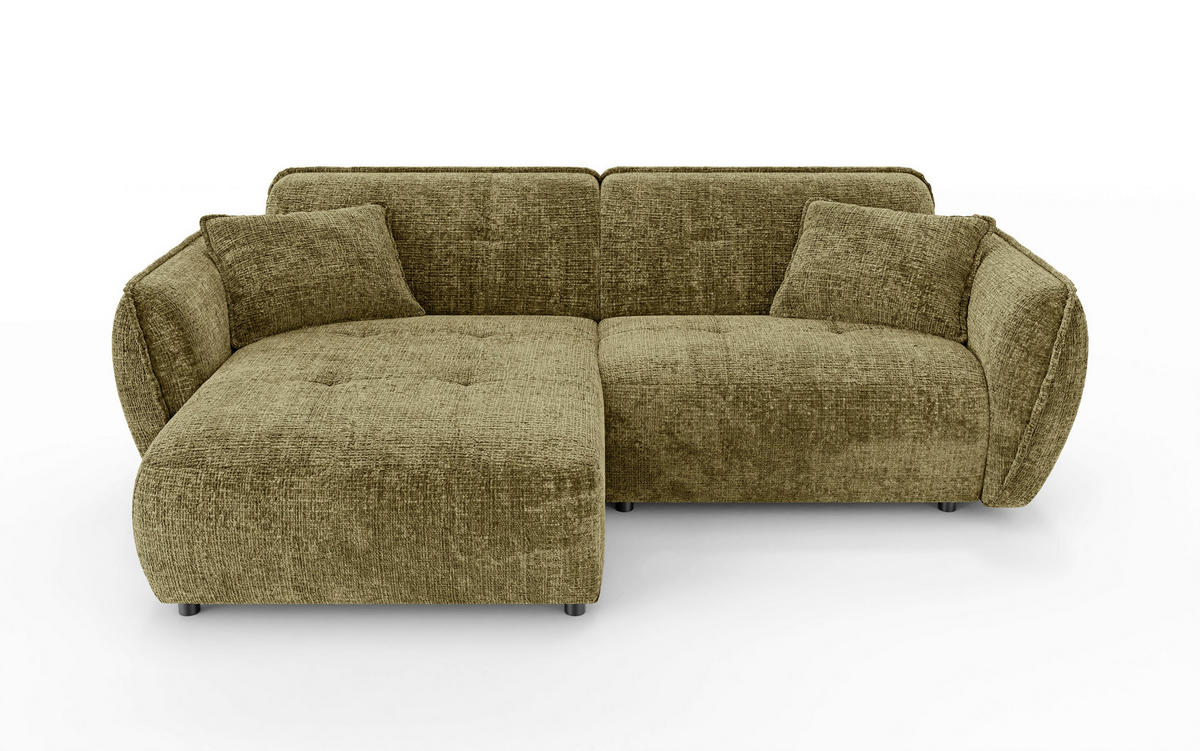 ECKSOFA Nelia Grün Chenille  - Schwarz/Grün, Design, Kunststoff/Textil (155/252cm) - P & B