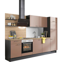 KÜCHENBLOCK 290 cm   in Graphitfarben, Eichefarben, Altrosa  - Edelstahlfarben/Eichefarben, Design, Holzwerkstoff/Metall (290cm) - Xora