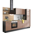 KÜCHENBLOCK 290 cm   in Graphitfarben, Eichefarben, Altrosa  - Edelstahlfarben/Eichefarben, Design, Holzwerkstoff/Metall (290cm) - Xora