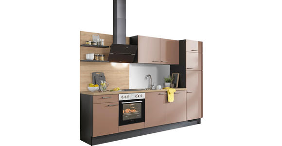 KÜCHENBLOCK 290 cm in Graphitfarben, Eichefarben, Altrosa - Edelstahlfarben/Eichefarben, Design, Holzwerkstoff/Metall (290cm) - Xora