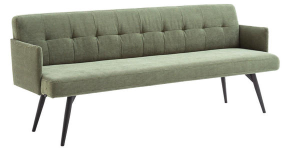 SITZBANK in Textil Olivgrün  - Schwarz/Olivgrün, Design, Textil/Metall (206/85/69cm) - Johann Jakob