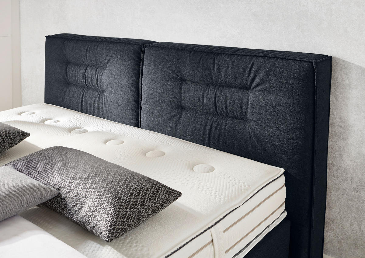 BOXSPRINGBETT 180/200 cm  in Dunkelblau  - Chromfarben/Dunkelblau, Konventionell, Textil (180/200cm) - Dieter Knoll