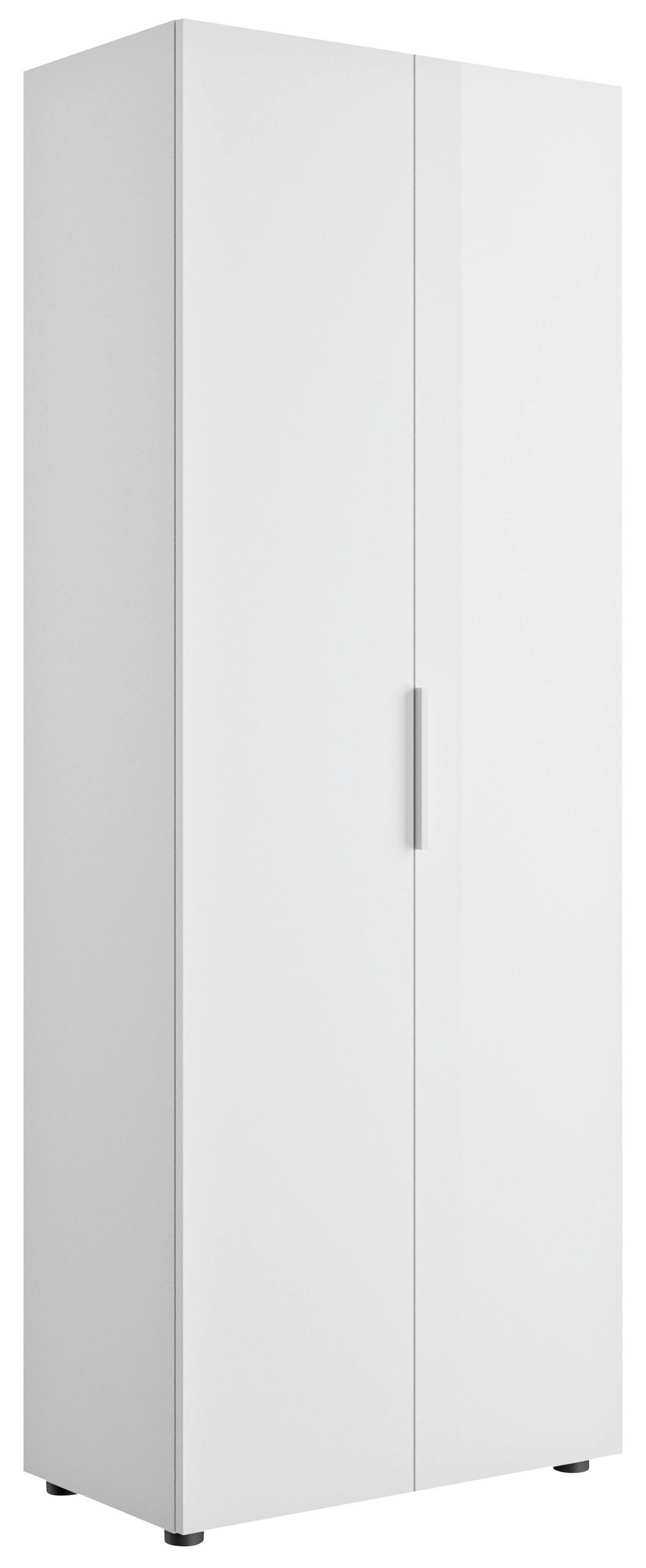 MEHRZWECKSCHRANK 68,8/198,3/37,1 cm  in Weiß Hochglanz  - Weiß Hochglanz/Schwarz, Design, Holzwerkstoff/Kunststoff (68,8/198,3/37,1cm) - Carryhome