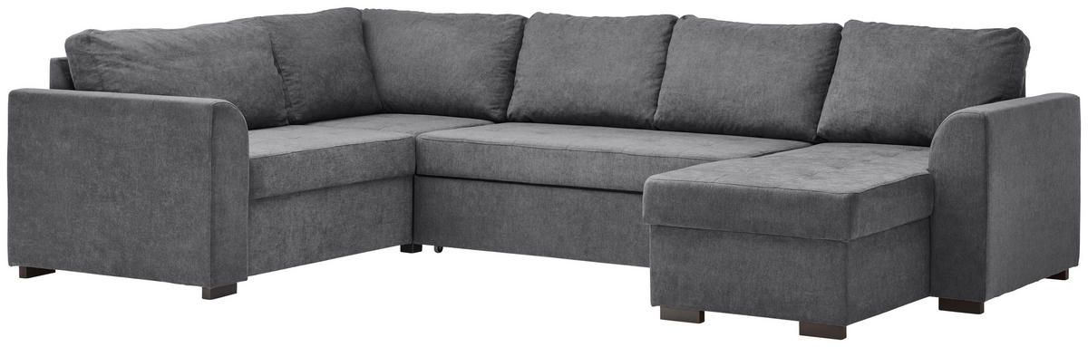 WOHNLANDSCHAFT in Webstoff Grau  - Schwarz/Grau, Design, Kunststoff/Textil (205/311/160cm) - Xora