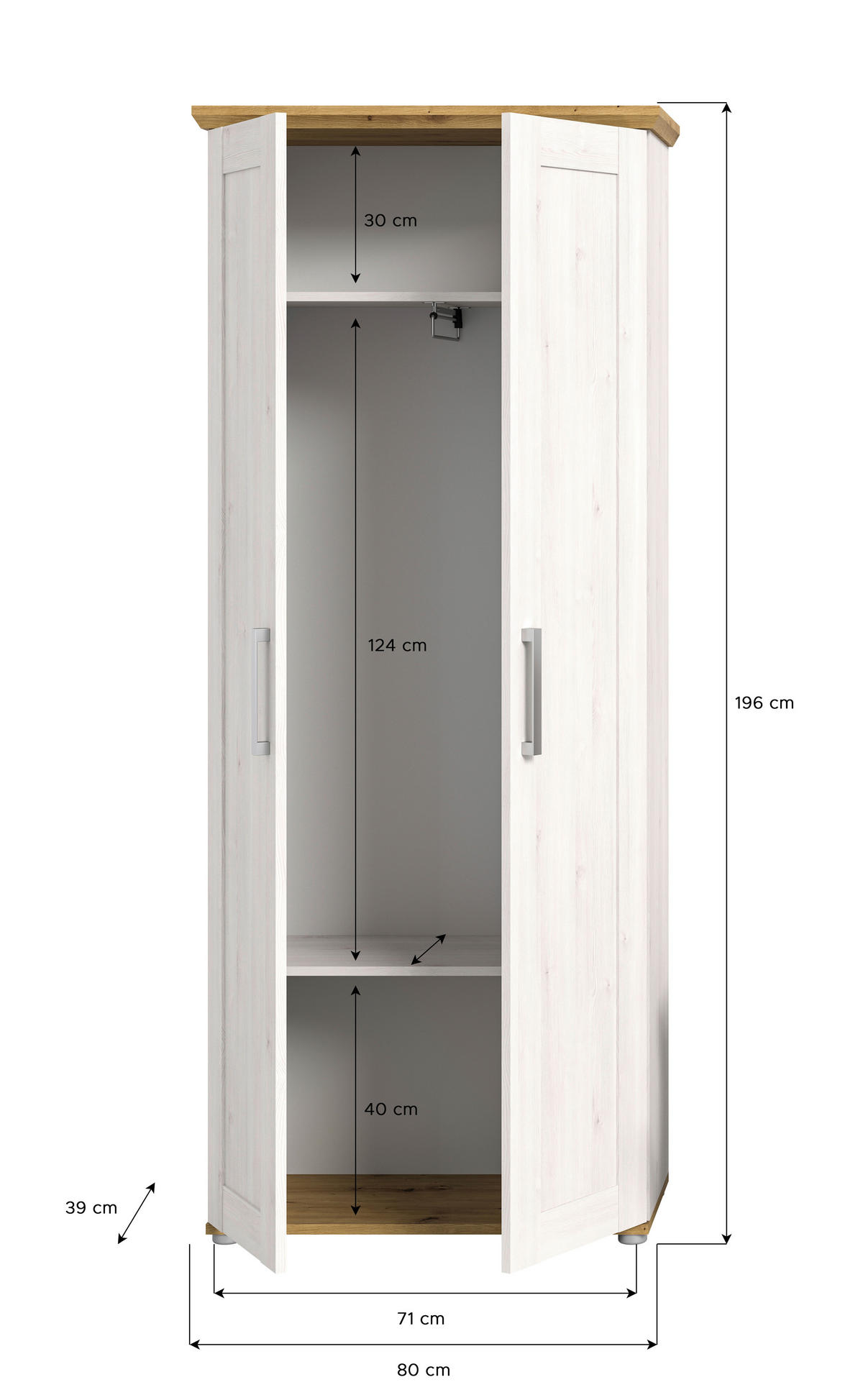 SKŘÍŇ NA ODĚV, 78/194/37 cm - barvy stříbra, Konvenční, kompozitní dřevo/plast (78/194/37cm) - MID.YOU