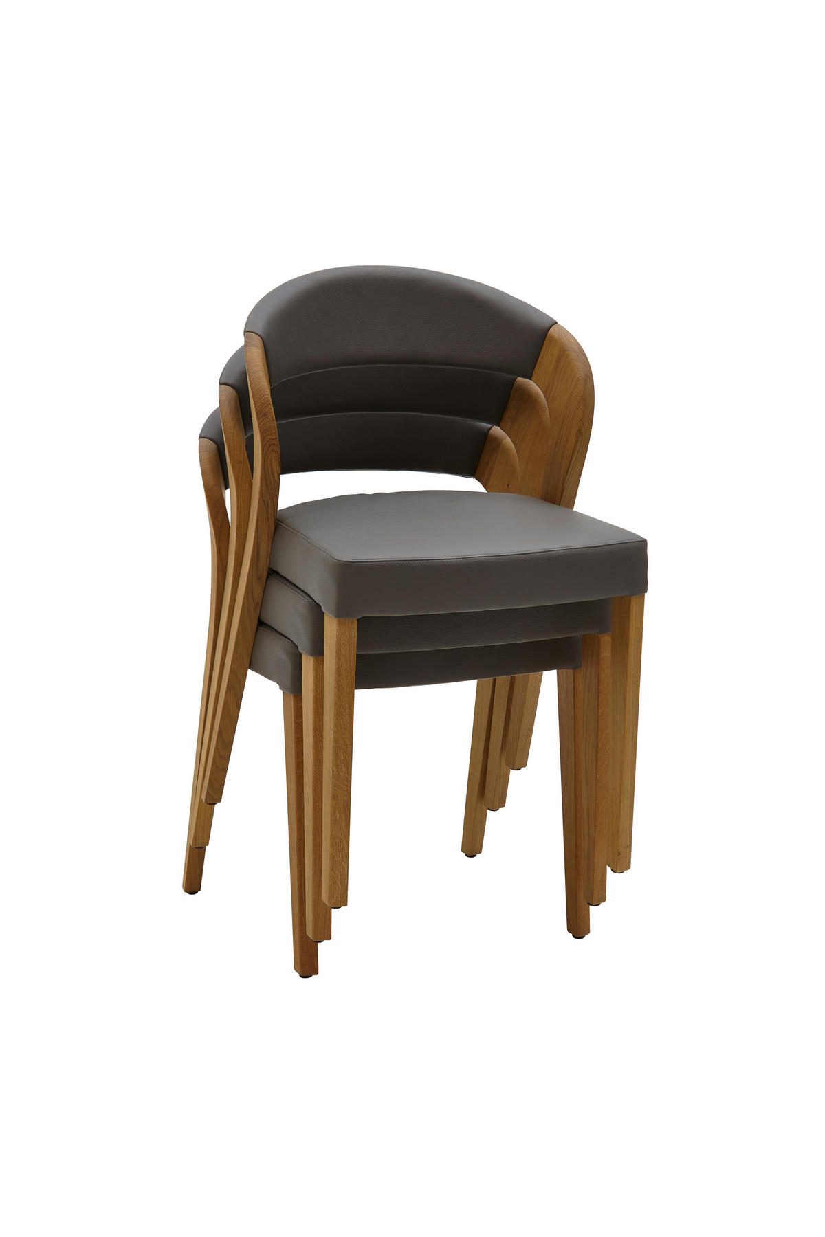 STUHL Echtleder pigmentiert  - Eichefarben/Dunkelgrau, Natur, Leder/Holz (55/79,5/55cm) - Voglauer