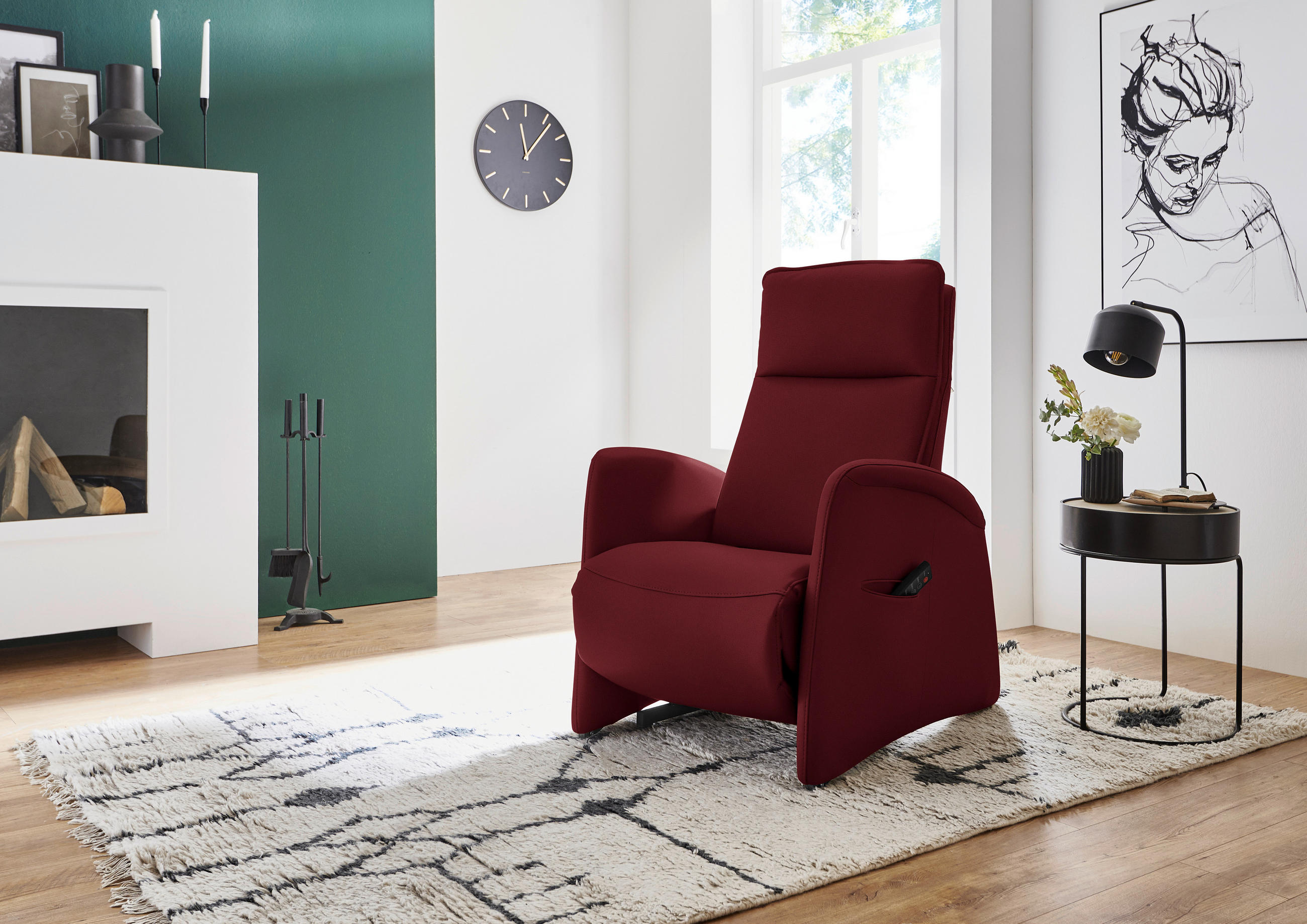FERNSEHSESSEL in Rot  - Rot/Schwarz, Design, Leder/Kunststoff (79/114/87-176cm) - Valdera