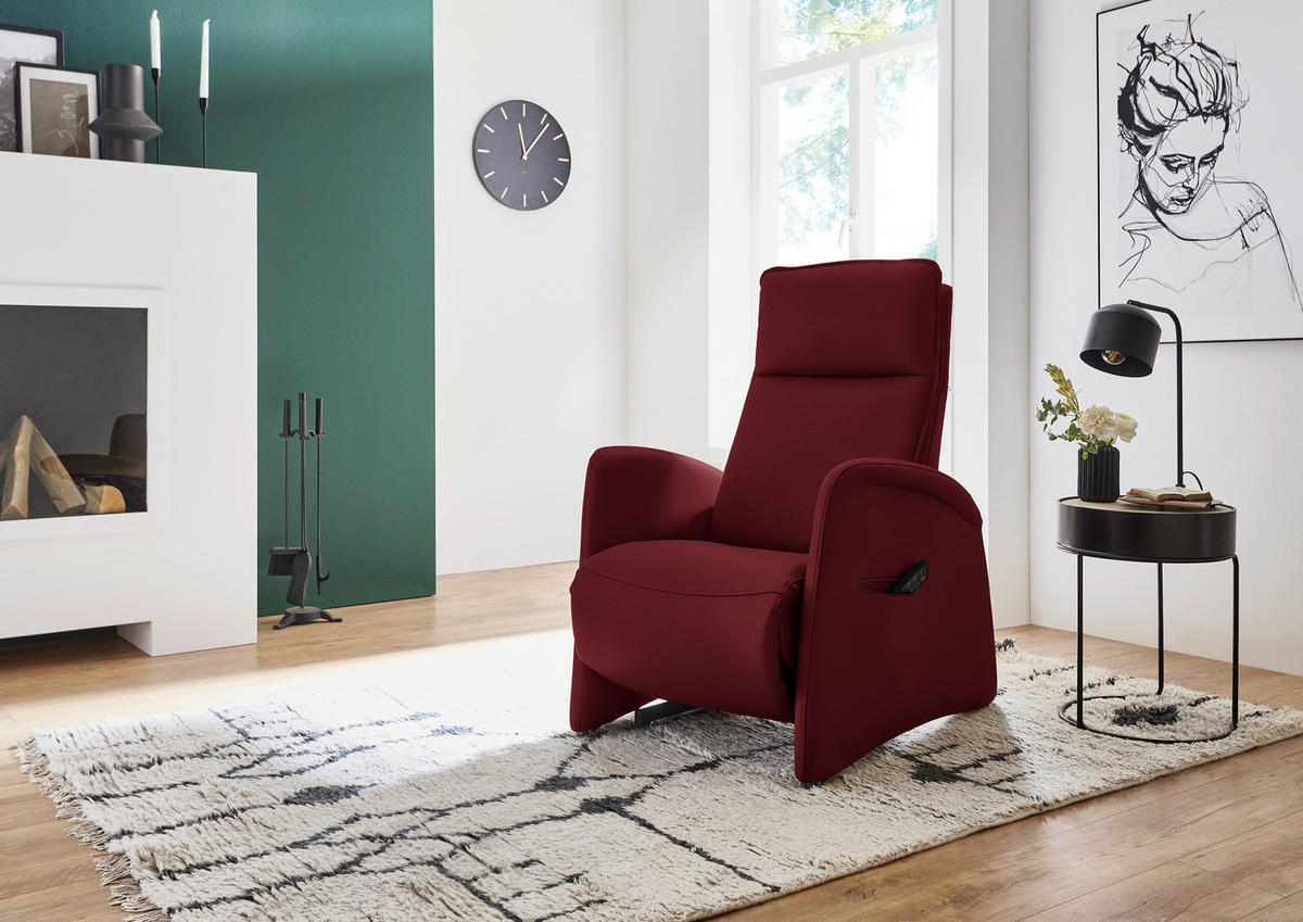 FERNSEHSESSEL in Rot  - Rot/Schwarz, Design, Leder/Kunststoff (79/114/87-176cm) - Valdera