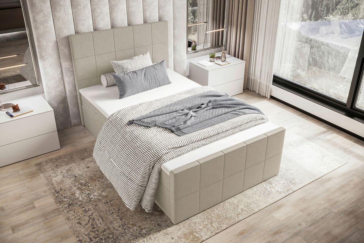 BOXBETT 100/200 cm  in Beige  - Beige, KONVENTIONELL, Kunststoff/Textil (100/200cm) - Boxxx