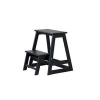 TRITTHOCKER SKALA  - Schwarz, Natur, Holz (45,5/49/38,5cm) - Gardenson